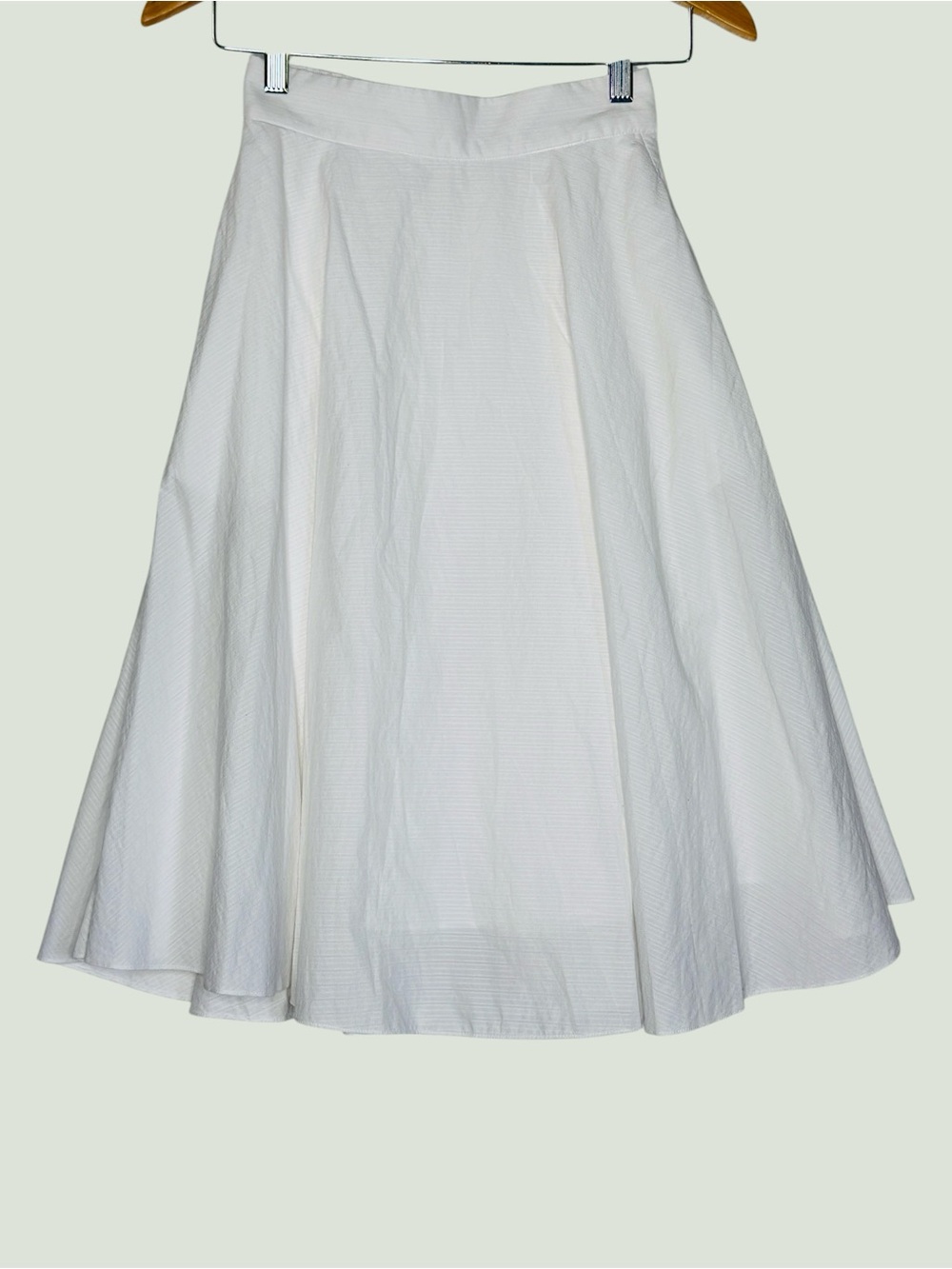 Uniqlo White Flowy Midi Skirt A-Line Swing Skirt Minimalist Summer Skirt Size XS - Picture 2 of 11